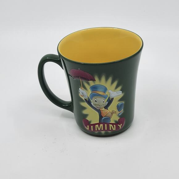 Disney Store Jiminy Cricket Green Coffee Mug Cup Embossed - Picture 1 of 8